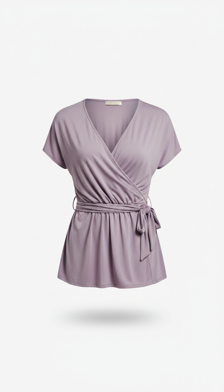Elegant Wrap Top in Lavender Mist